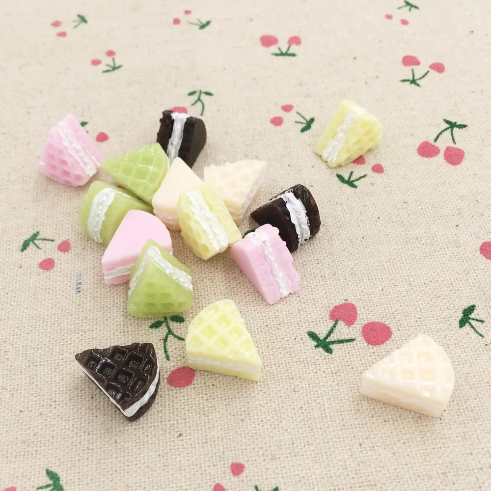 

10 Pieces Colorful Resin Flat Back Flatback Cabochon Kawaii Miniature Fake Food Jelly Cake DIY Craft Decor For Dollhouse 15*17mm