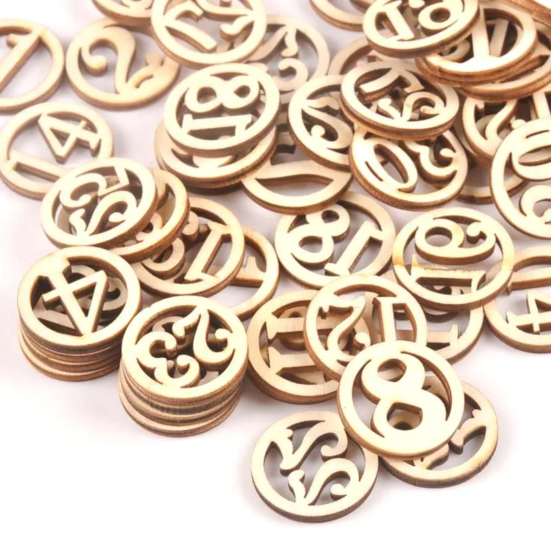 25pcs Random Mixed 1-30 Number Wood DIY Crafts Scrapbook DIY For Home Decor Wooden Ornaments Accessories Embellishment m1780