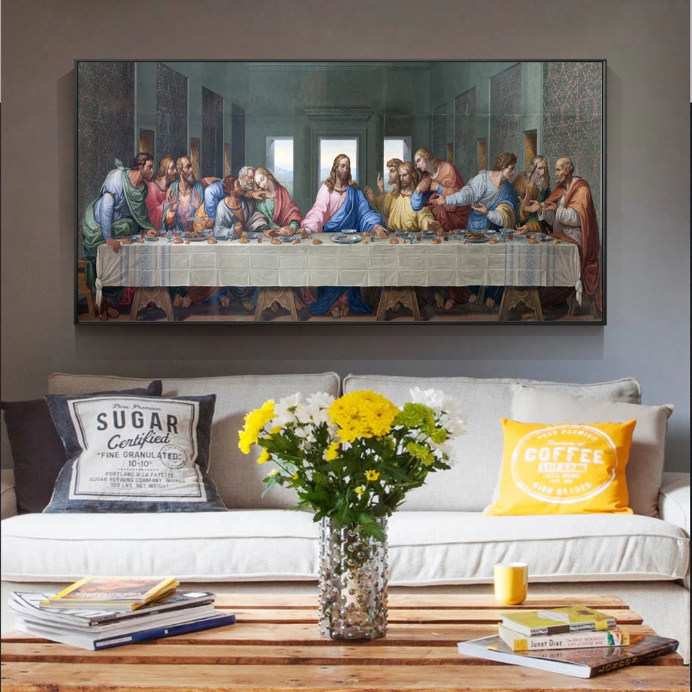 Картины с надписью Da Vinci Last Supper Репродукция на стену художественные принты холсте