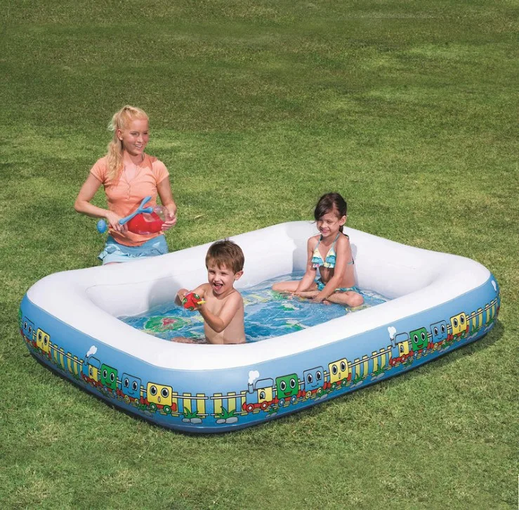 

54109 Bestway 201x150x30cm Single Ring Rectangular Train Modeling Pool 79"x59"x12"1-2-3 Train Activity Pool Baby Bath PlayPool