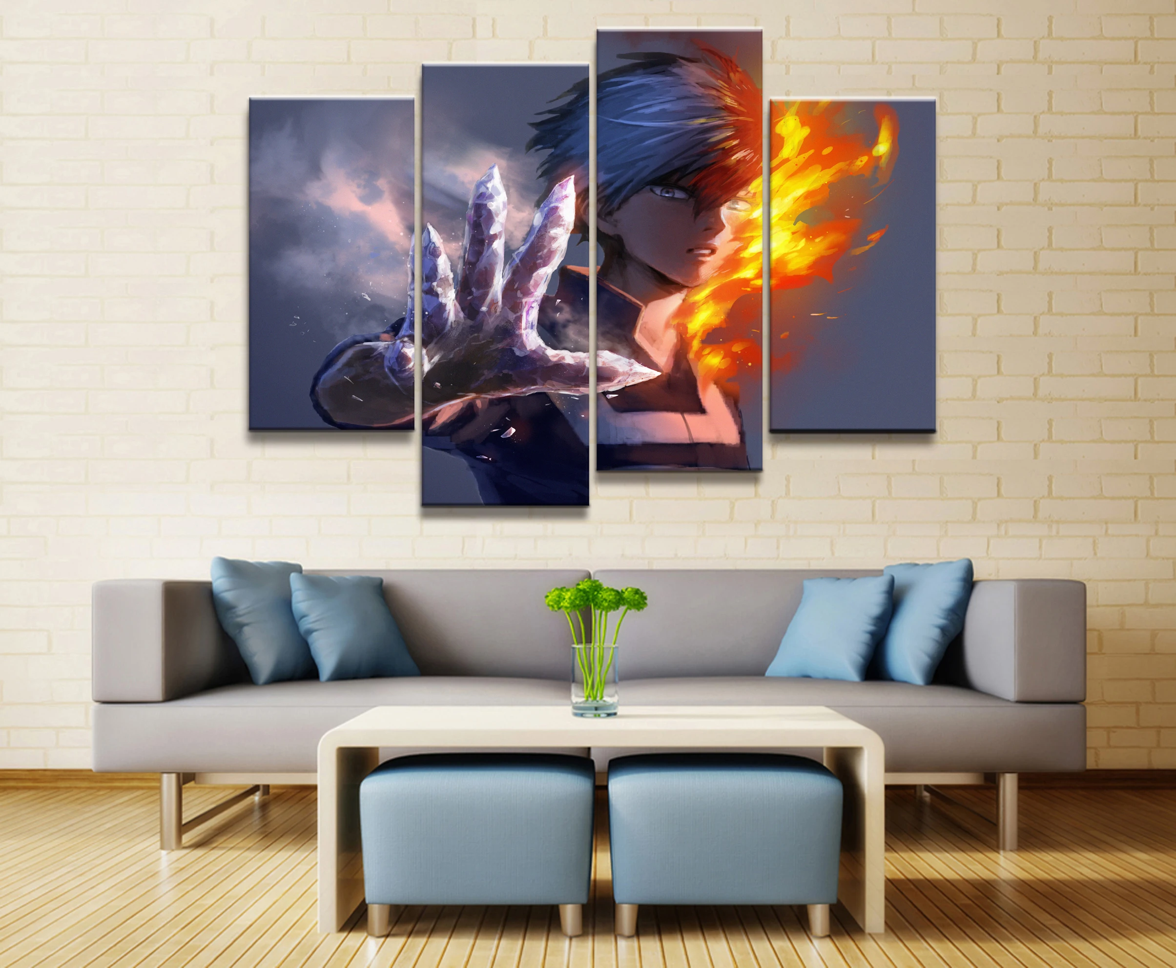 4 Panel My hero Academy Anime poster Canvas Printed Painting For Living Room Wall Art Decor Picture Artworks Poster