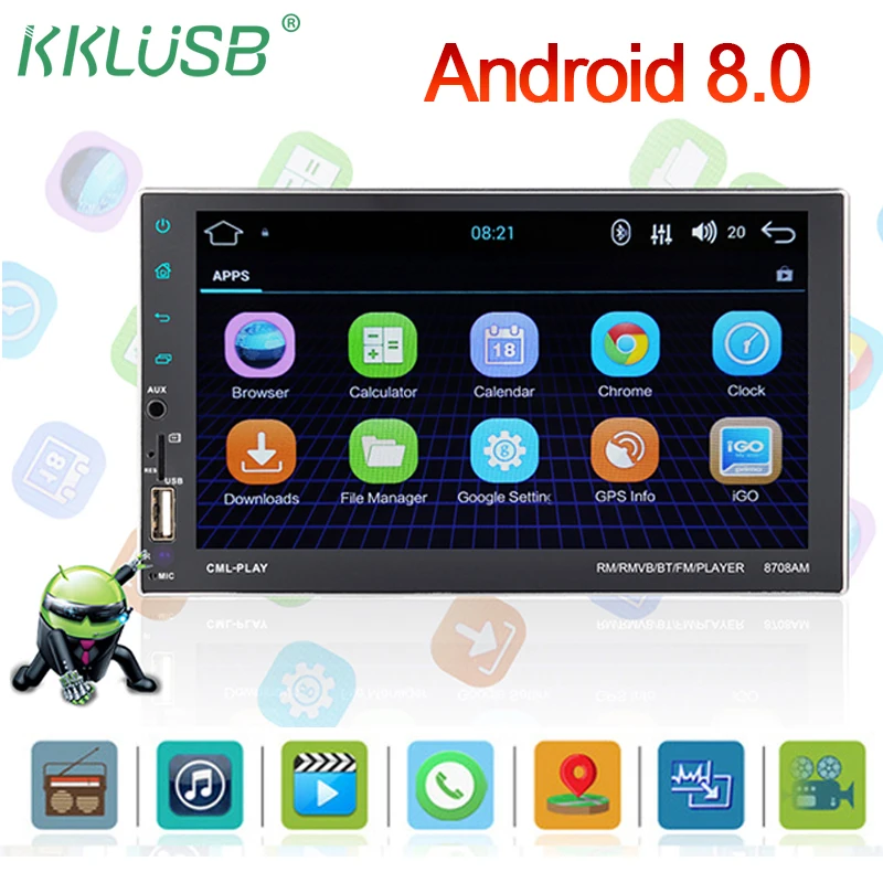 

Android 8.0 Car radio 2 Din Multimedia Video Player Universal auto Stereo GPS MAP Bluetooth USB SD Car Multimedia Player Audio
