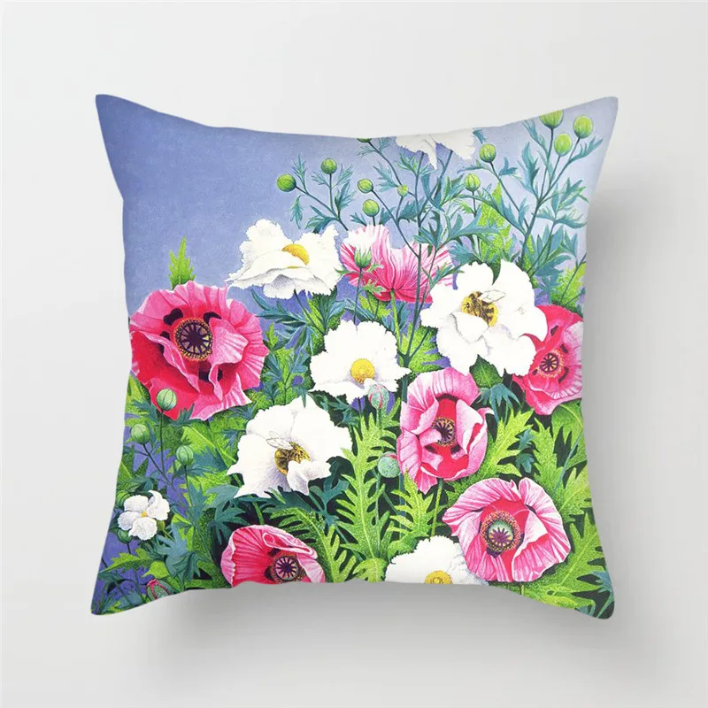 Fuwatacchi Oil Painting Daisy Cushion Cover Lily Tulip Sunflower Pillow Cover for Home Chair Sofa Flowers Decorative Pillows