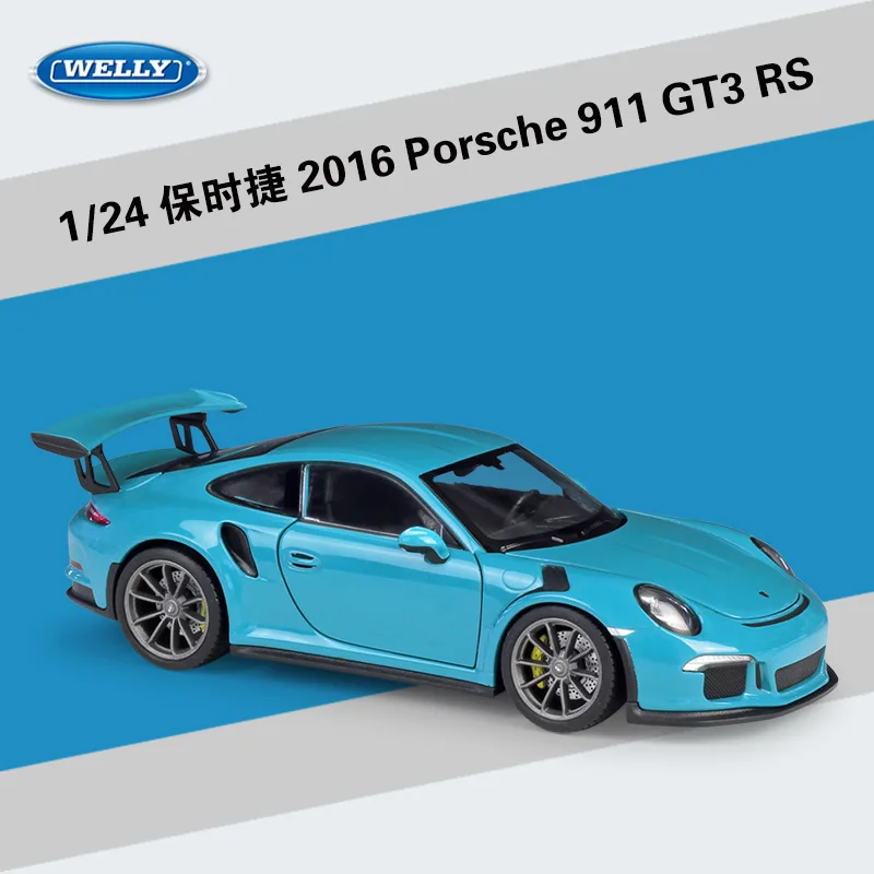 Welly литья под давлением 1:24 модель симулятора автомобиля сплав Porsche 911(997) GT3 RS спортивный автомобиль металлическая игрушка гоночный автомобиль для детей Коллекция подарков - Цвет: Blue