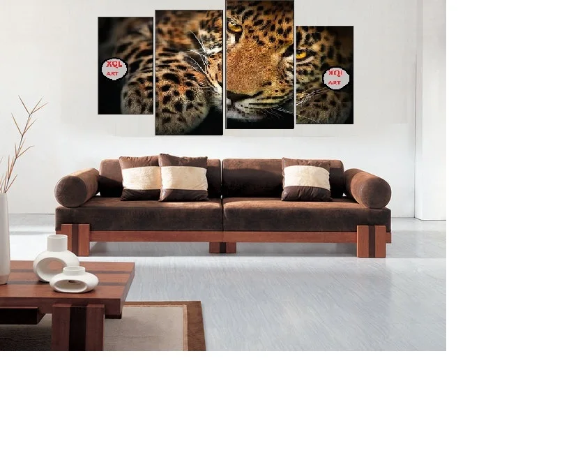 XQL ART 4pcs/set Framed Modern Home Decor Painting The White Tiger HD