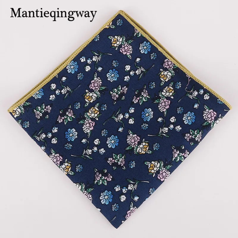 Mantieqingway Новое поступление хлопок цветочный принт носовые платки карман мужской