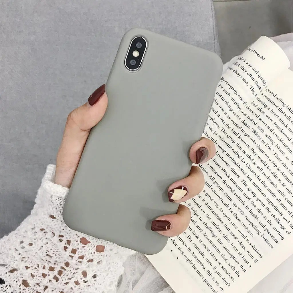 

Solid Color Silicone Couples Phone Case For iphone XS Max XR X 6 6S 7 8 Plus Cover Cute Candy Color Soft TPU Simple Fashion Case