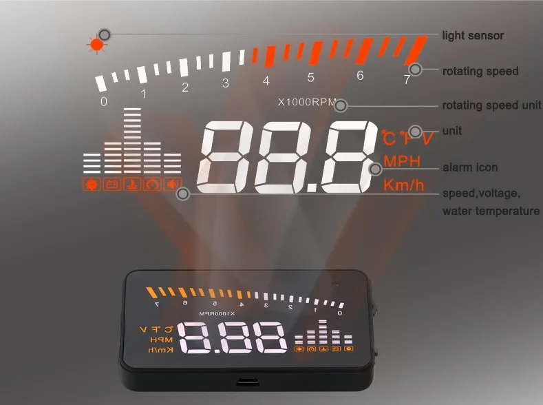 XYCING X5 автомобильный HUD Дисплей лобовое стекло проектор 3 дюйма OBD2 HUD автомобильный проектор скорости вождения автомобиля дисплей данных