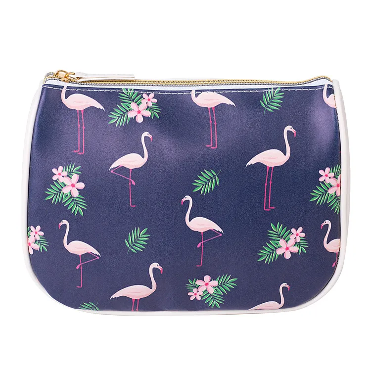 QEHIIE, водонепроницаемая женская косметичка, органайзер для путешествий, сумка для макияжа с принтом, профессиональная сумка для приема, чехол Чехол - Цвет: Dark blue flamingo M