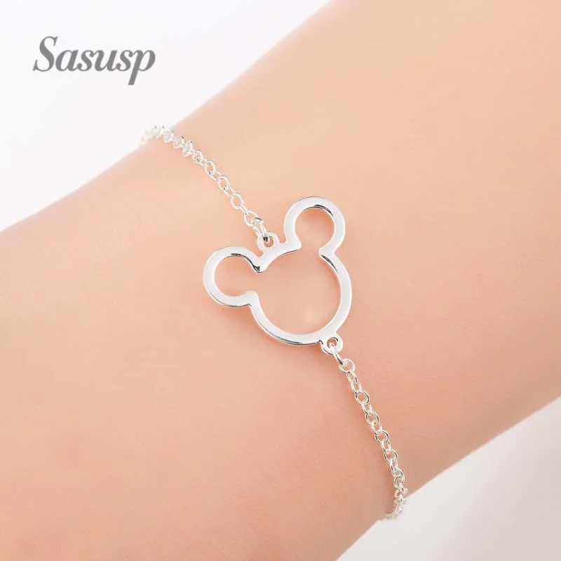 

Sasusp Cute Romantic Mouse Head Charm Bracelets For Women and Girls Animal Party Wedding Jewelry Girlfriend Valentine's Day Gift