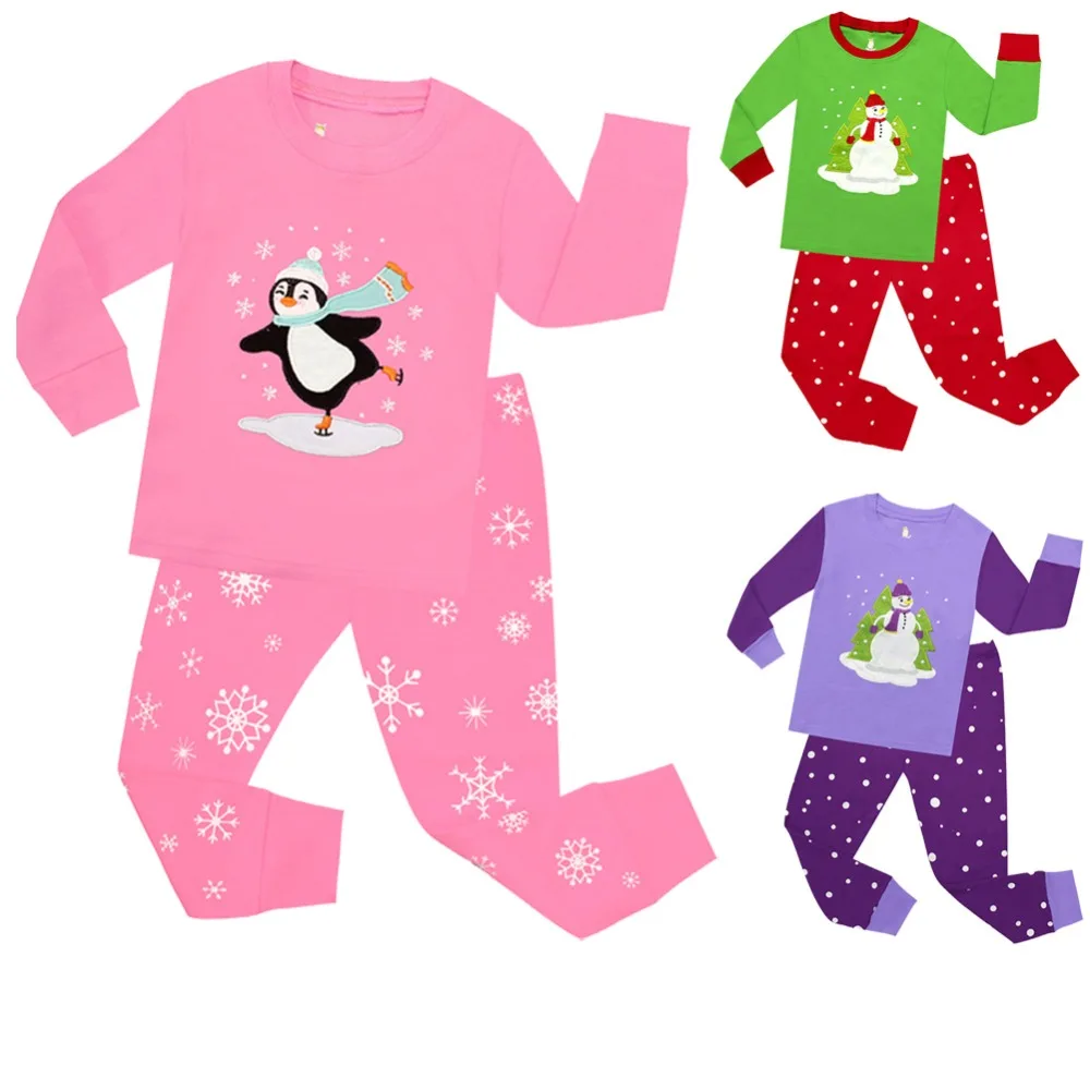 2018 Girls Christmas Clothing Sets Children 2pc Sleepwear Baby