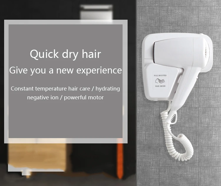 DMWD мощный электрический фен для волос, подвесное настенное крепление для ванной комнаты отеля, Быстросохнущий Горячий Воздуходувка холодного воздуха с розеткой, Фен