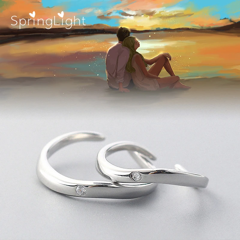 

SpringLight Real 925 Sterling Silver Creative Designer Fine Jewelry Minimalist Curve Ring for Women Fashion Female Rings Bijoux
