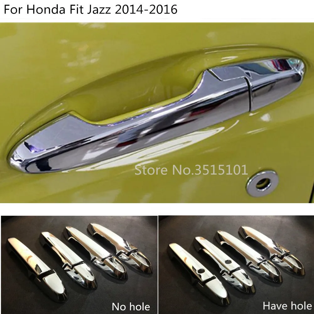 car styling cover protection detector stick frame lamp trim ABS chrome car door handle 8pcs For Honda Fit Jazz