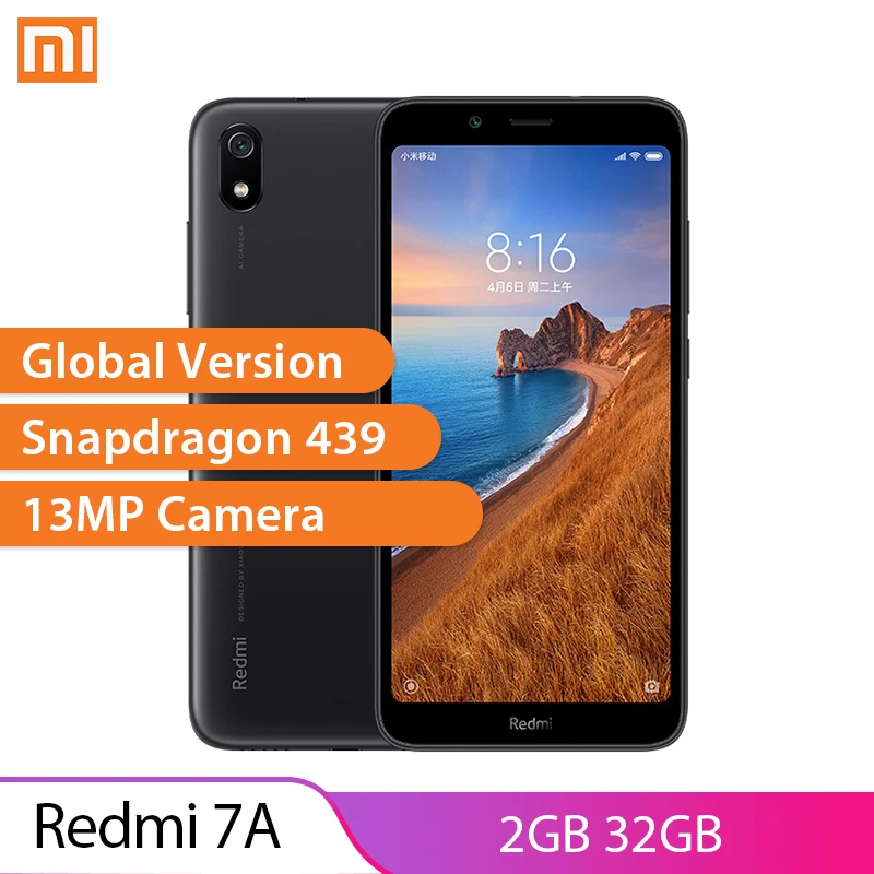 

Global Version Xiaomi Redmi 7A 2GB 32GB 4000mAh Snapdragon 439 13MP+5MP Camera MIUI 10 5.45" 18 : 9
