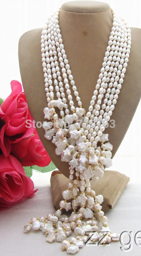 

HOT 0015313 Excellent 3Strds 50" White Pearl Necklace