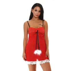 Рождественская ночная рубашка сексуальное женское белье Эротические костюмы Женское нижнее белье сексуальное ночное белье домашняя