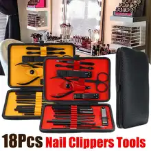 18 шт. инструменты для дизайна ногтей из нержавеющей стали машинка для стрижки ногтей Cissors лак Пинцет Нож маникюрный резак для ногтей Pe18pcs инструменты для ногтей