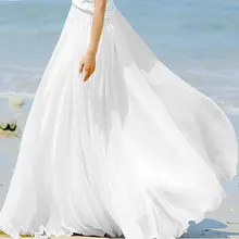 Kobykoyi Высокая Талия Для женщин длинные Шифоновая юбка Для женщин s оборками подол юбки белый длинный Лето Boho Макси Юбка Saia Longa Faldas