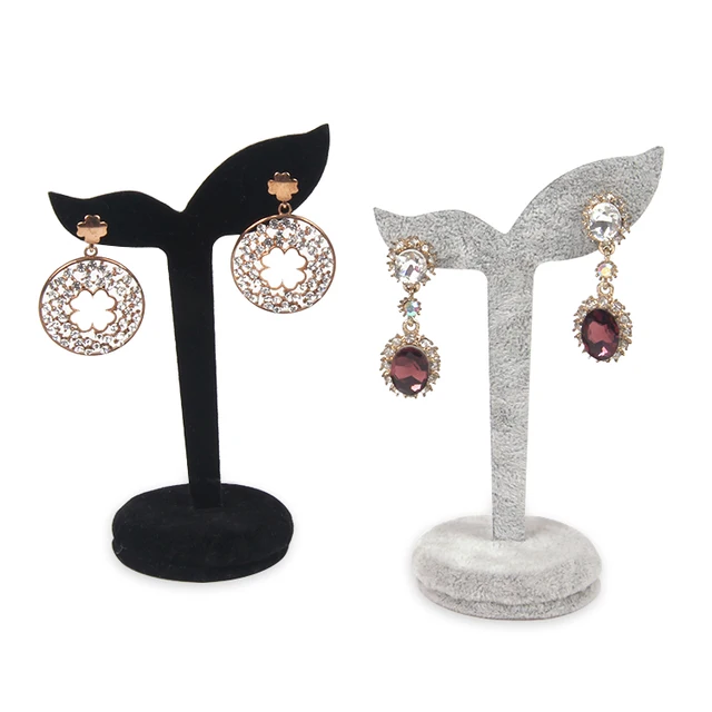Tonvic 4 Gray Black Velvet Earring Display Stand Holder Jewlery Tonvic 4 Gray Black Velvet Earring Display Stand Holder Jewlery Tree For 2 Holes
