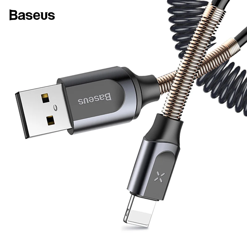 Baseus USB Cable Retractable Spring Cable For iPhone X XS Max XR 8 7 6 Plus Fast Charging Charger Cable Wire Data Cord Adapter Baseus USB Cable Retractable Spring Cable For iPhone X XS Max XR 8 7 6 Plus Fast Charging Charger Cable Wire Data Cord Adapter