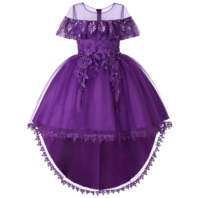 

Girls Princess Dress Children Mermaid Birthday Wedding Prom Dresses Girl Purple Flower Lace Formal Dress For 4 6 8 10 12 14Year
