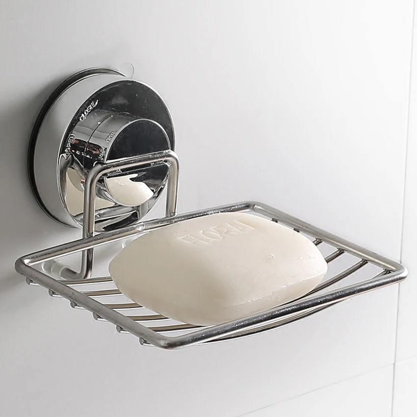 

2018 Stainless Steel Bathroom Soap Holder Shower Soap Dish Bathroom Tray Accessories box shelf wall dishes Shelves