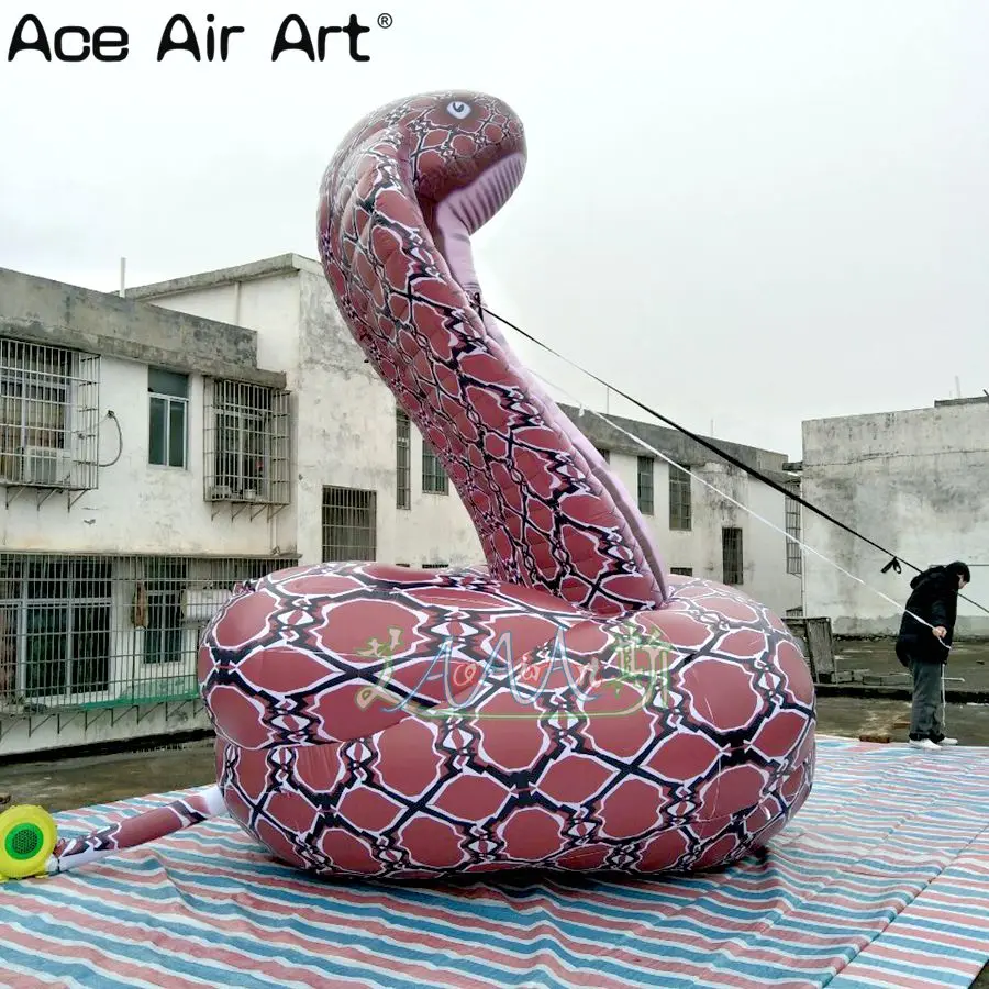  Hot sale lifelike giant inflatable snakeinflatable coiled cobras model for zoo display/event advert