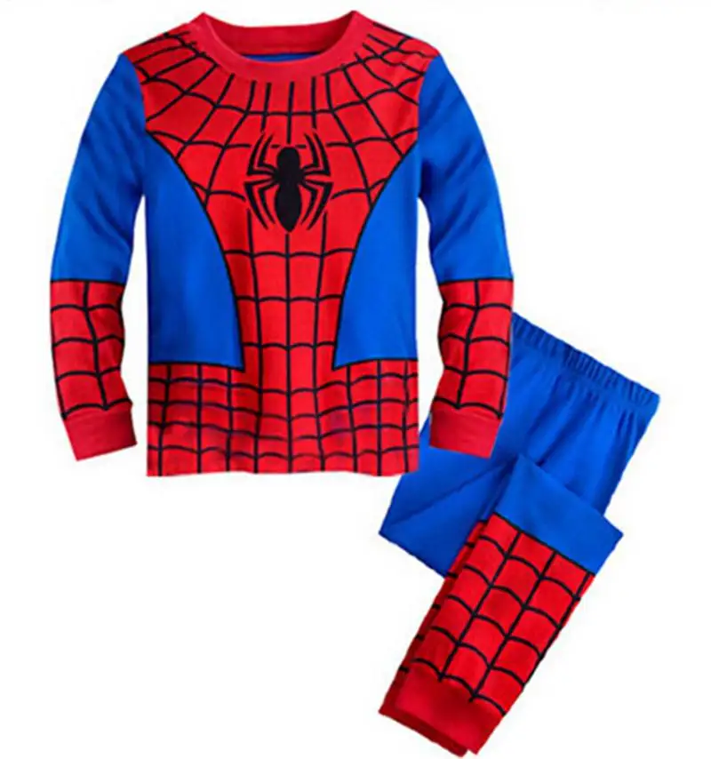 Новейшие пижамы для мальчиков и девочек, хлопковые детские пижамы, одежда для сна пижамный комплект для малышей с человеком-пауком, комплект одежды для маленьких мальчиков возрастом от 2 до 7 лет, L016