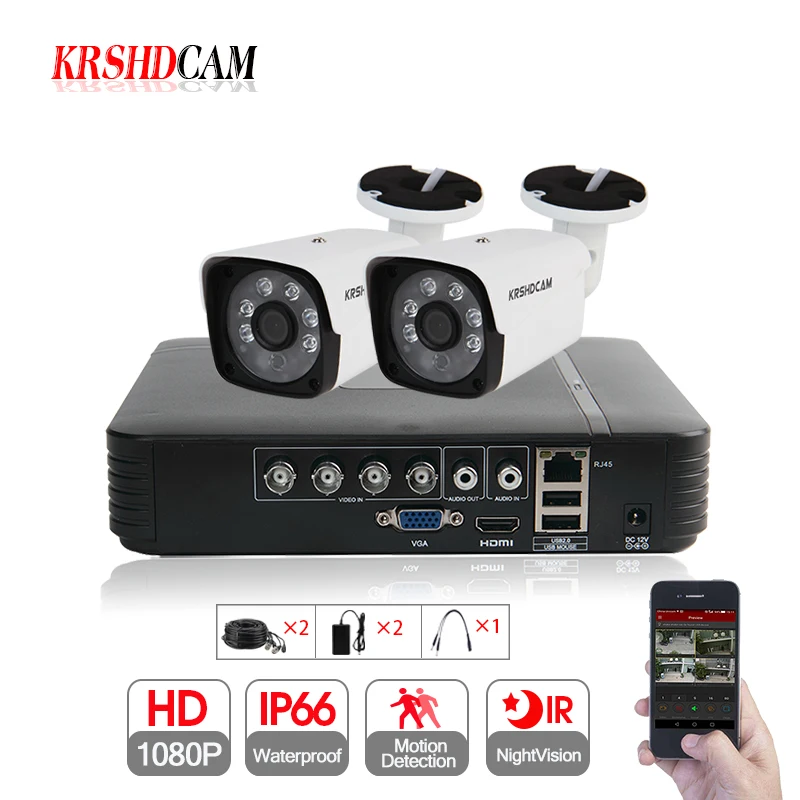 KRSHDCAM 4CH 1080N 5в1 DVR система видеонаблюдения 1080 P камера наружная Водонепроницаемая