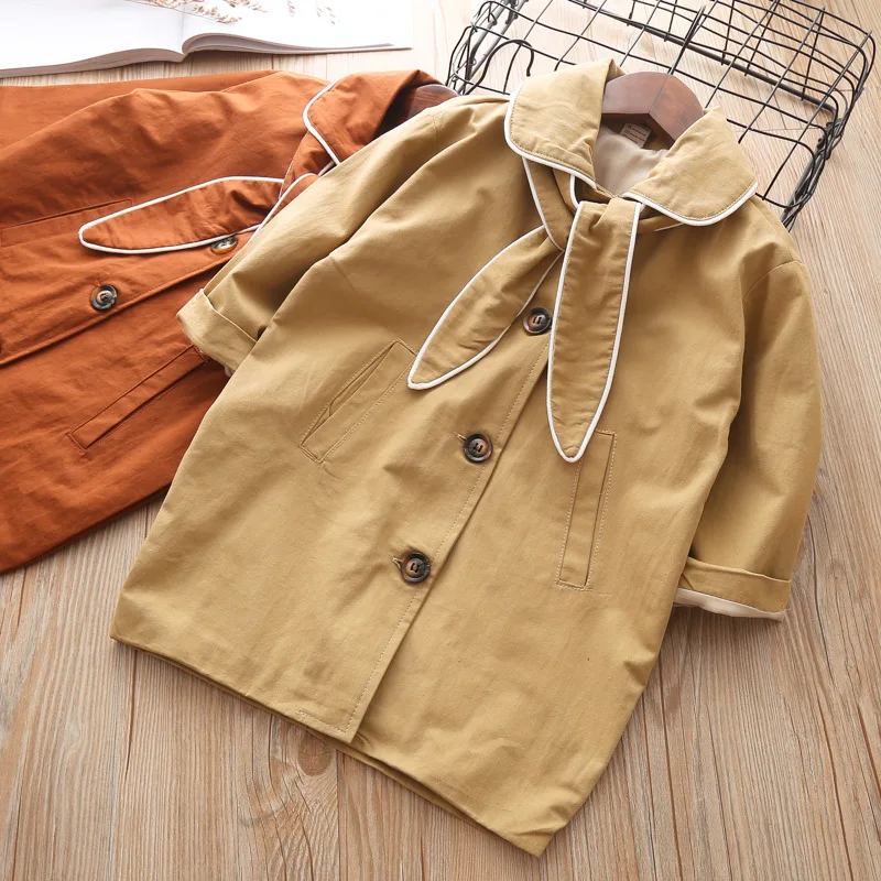 

Girls' Korean Windbreaker Long Style Autumn New Girl's Trench Coat Han Fan Straight Tube Loose Windbreaker