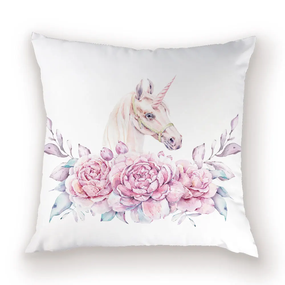 Мультяшный Единорог, наволочка для подушки с милыми животными, чехол для подушки, домашний декор, декор "лошадь", подушки для дивана, полиэфирные Чехлы, подушки - Color: L1519-1