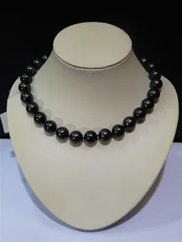 

black south sea shell pearl necklace AAA+ Fashion 14MM Big Sweater chain Round Beads Necklace Women Gift word 925 jewelry