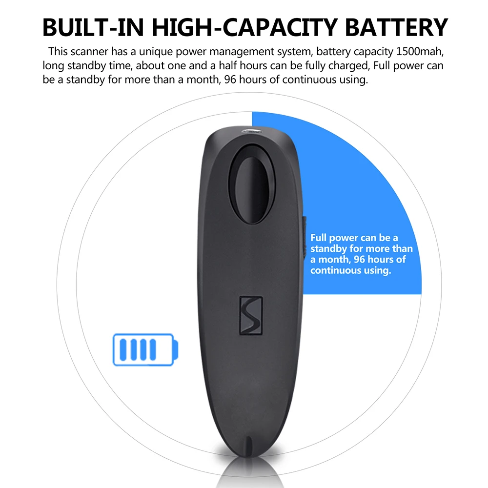 1D CCD беспроводной Bluetooth сканер штрих-кода, Symcode USB 2,4 ГГц беспроводной сканер штрихкодов с Bluetooth с зарядной базой