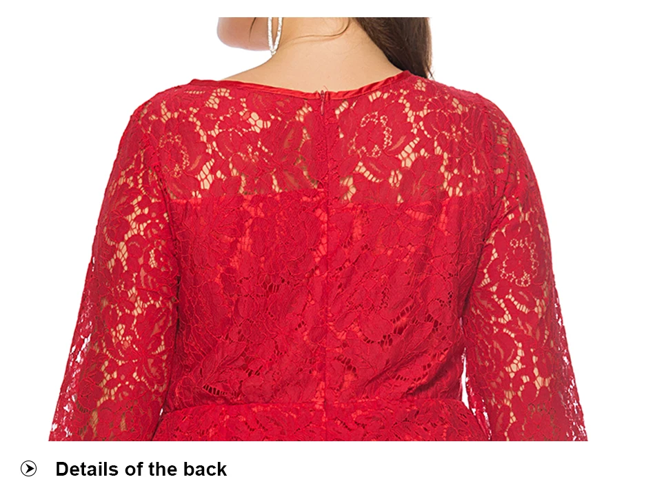 Miaoke размера плюс Красное миди кружевное платье Женская одежда Высокое Качество Модные Винтажные сексуальные Клубные вечерние элегантные платья 4XL 5XL 6X