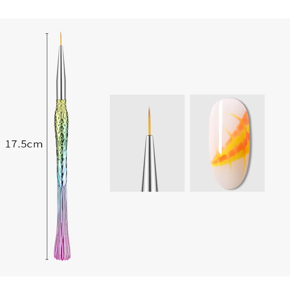 ROHWXY, 1/3 шт., кисть для нейл-арта, для рисования цветов, линий, сетки, полосок, для маникюра, металлическая УФ-гелевая ручка для ногтей, набор для самостоятельного дизайна ногтей