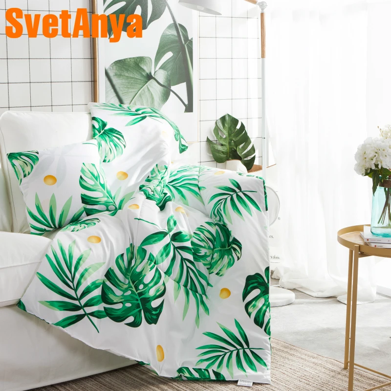 

Svetanya ins Hot Cushion Blanket Green Leaves Print Cushion Pillow Sofa Bedding Seat Throws