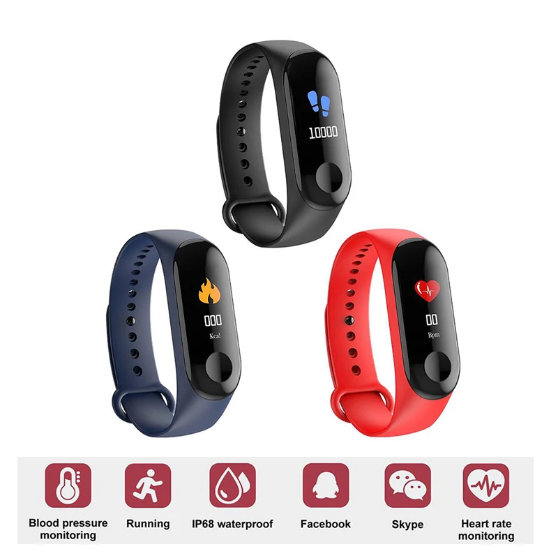 

Smart Wristband Bracelet Band Heart Rate Blood Pressure Monitor Smart Bracelet Touch Screen Pulse Step Time for Android IOS