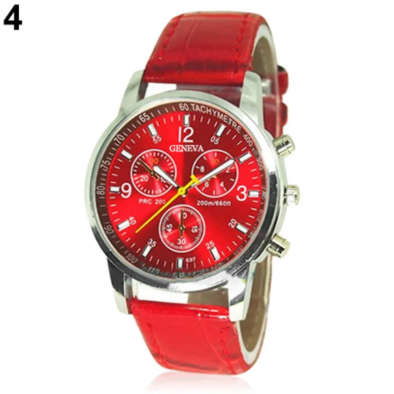 Mens Womens Fashion Faux Leather Band Quartz Analog Dress Bracelet Wrist Watch smt 89