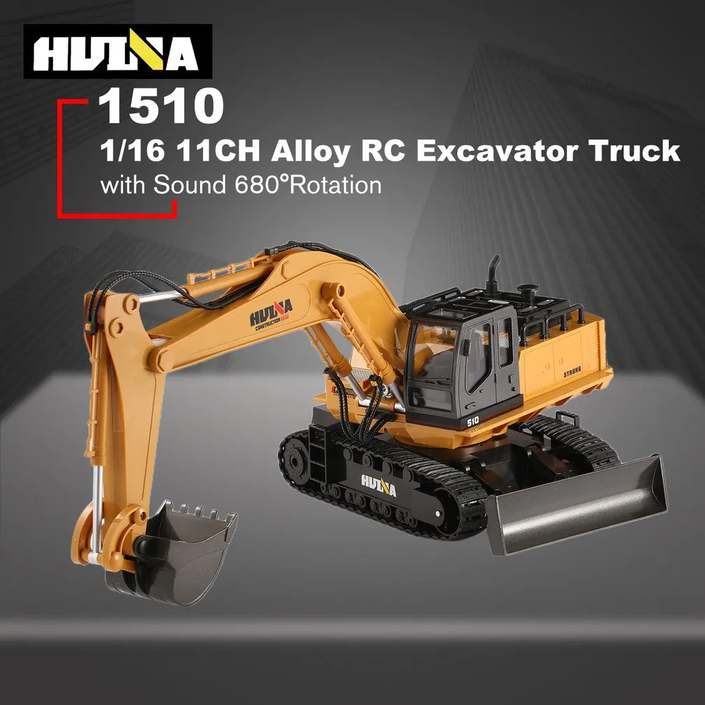 HUINA TOYS RC экскаватор из сплава RTR 1510 1:16 2,4 ГГц 11CH механический звук/вращение на 680 градусов/подвижная палка бум ведро Горячее предложение