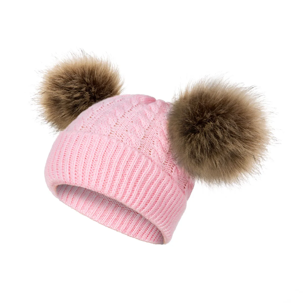 Новинка; модная детская шапка с помпоном; теплая зимняя шапка для мальчиков и девочек; теплая вязаная шапка для новорожденных; меховые шарики; Шапка-бини; подарки для детей