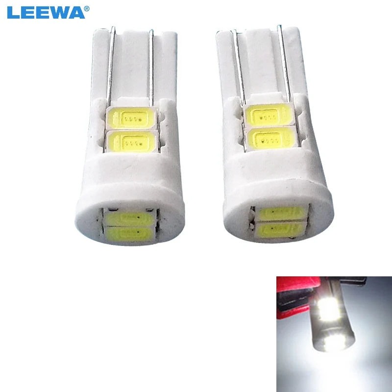 

LEEWA 2pcs DC12V White T10 194 168 6SMD 5730 Chip Wedge Ceramics Light Car LED Door Light Bulbs Marker Lamps #CA4649