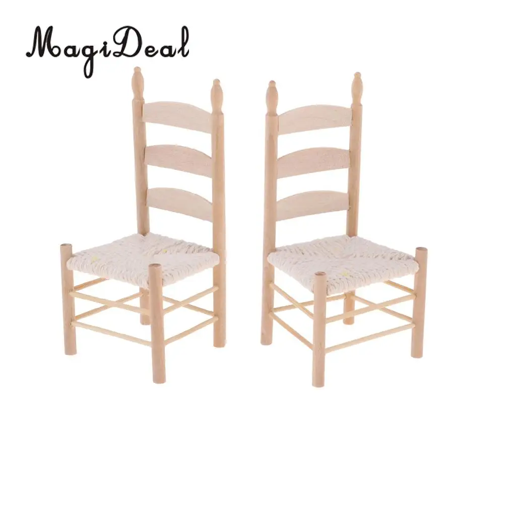 2pcs Mini Dining Table Chair Model for 1:12 Scale Dollhouse Miniature Living Room Furniture