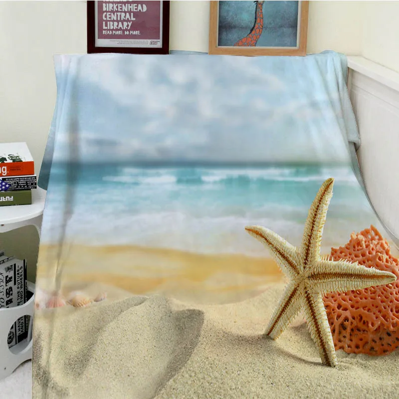 

Blanket plaid a blanket Plaids Warmth Soft Plush Beach starfish coral reef camouflage Plaids on the Sofa Bed Throw blanket