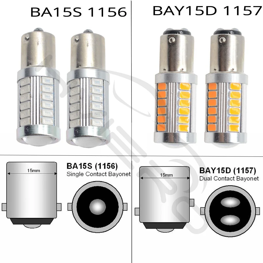 White Red Yelow 1156 BA15S 1157 BAY15D P21 5W 33SMD 5730 LED Car Brake Light Tail Lamps Turn Signal Auto Rear Reverse Bulbs DRL