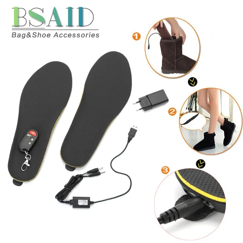 

BSAID Electric Heated Insoles Remote Control, Adjustable Length Autumn Winter Foot Warmer Heating Insoles Shoes Boots Foot Pads