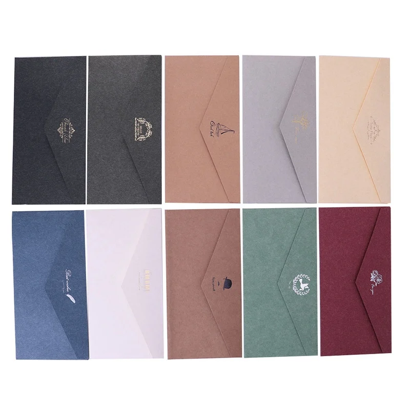

Hot Sale Vintage Style Stamping Printing Kraft Paper Envelopes School Supplies Envelope For Wedding Letter Invitation