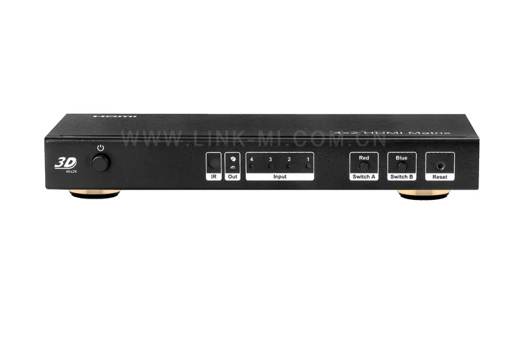 LINK-MI LM-MX42 аудио видео 4x2 HDMI матричный с ИК Поддержка со сверхвысоким разрешением Ultra HD, 4 K x 2 K(3840x2160@ 30 Гц