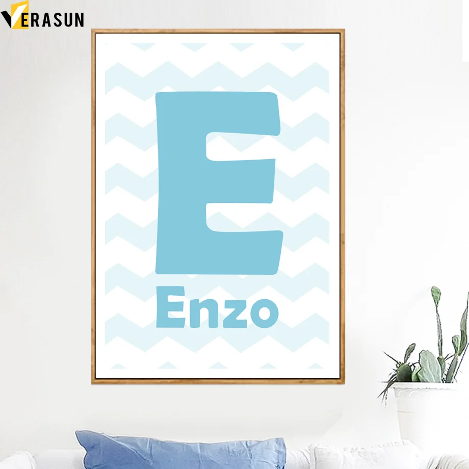 

Letter Wavy Lines Personalized Name Custom Wall Art Canvas Painting Nordic Posters And Prints Wall Pictures For Kids Room Decor