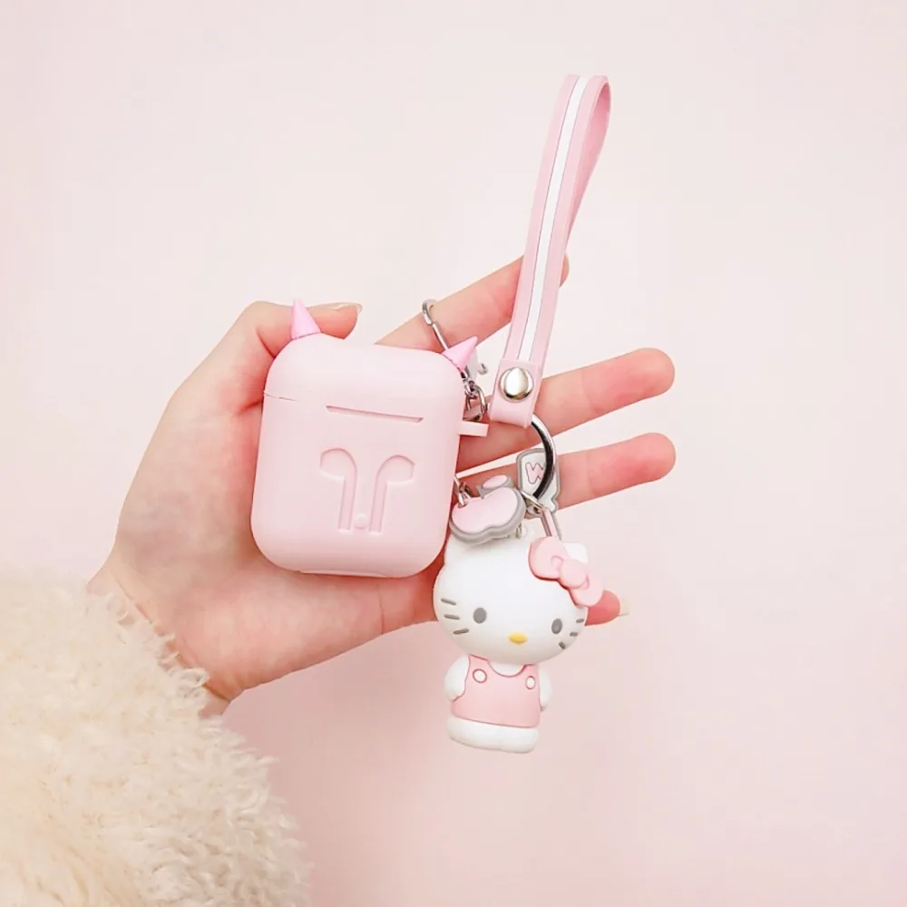 

Pink Cute Silicone Bluetooth Wireless Earphone Case For Apple Airpods Bluetooth Earphone Cartoon Decorative Hello Kitty Key Ring